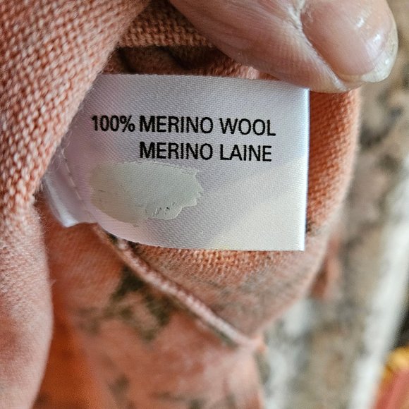 Rare Vintage 100% Merino Wool Rose Sweater Women's L - Picture 2 of 9